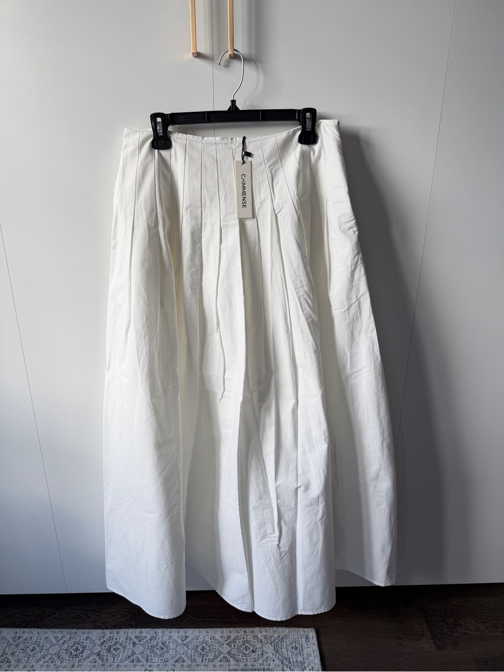 Commense White Maxi Skirt with Pleated Detail